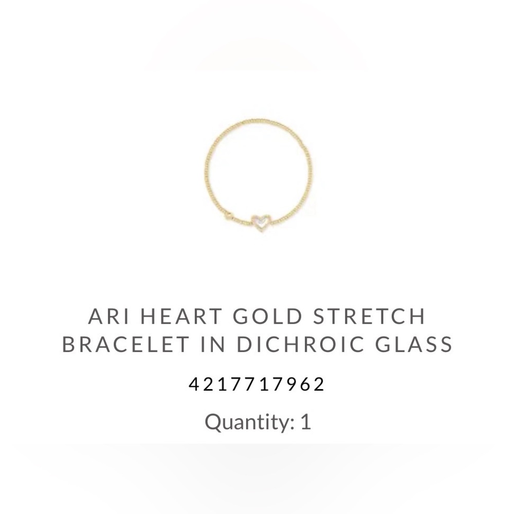 Kendra Scott Ari Heart Gold Stretch Bracelet in Dichroic Glass